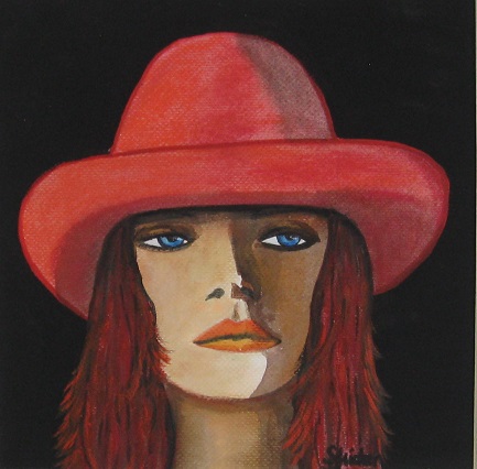 Portrait mit rotem Hut