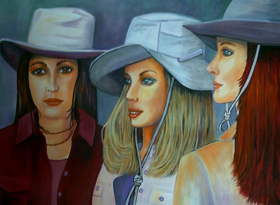 3 M&auml;dels mit Hut